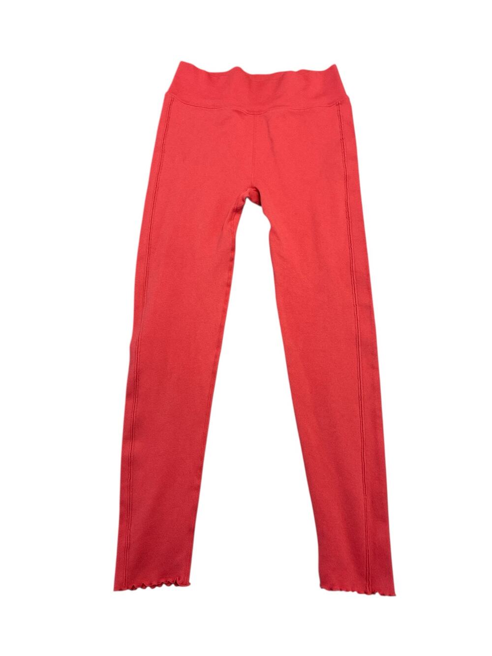 Ribbed Coral Athletic Leggings Workout Ruffle